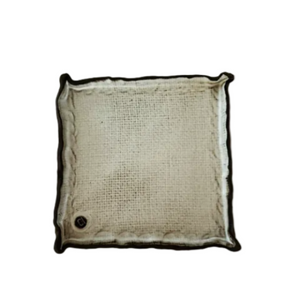 Square ceramic plate with textured surface on a white background